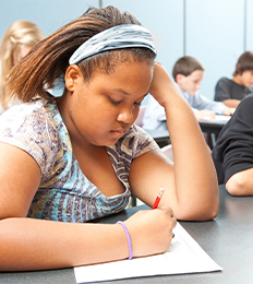 Female student working on assignment